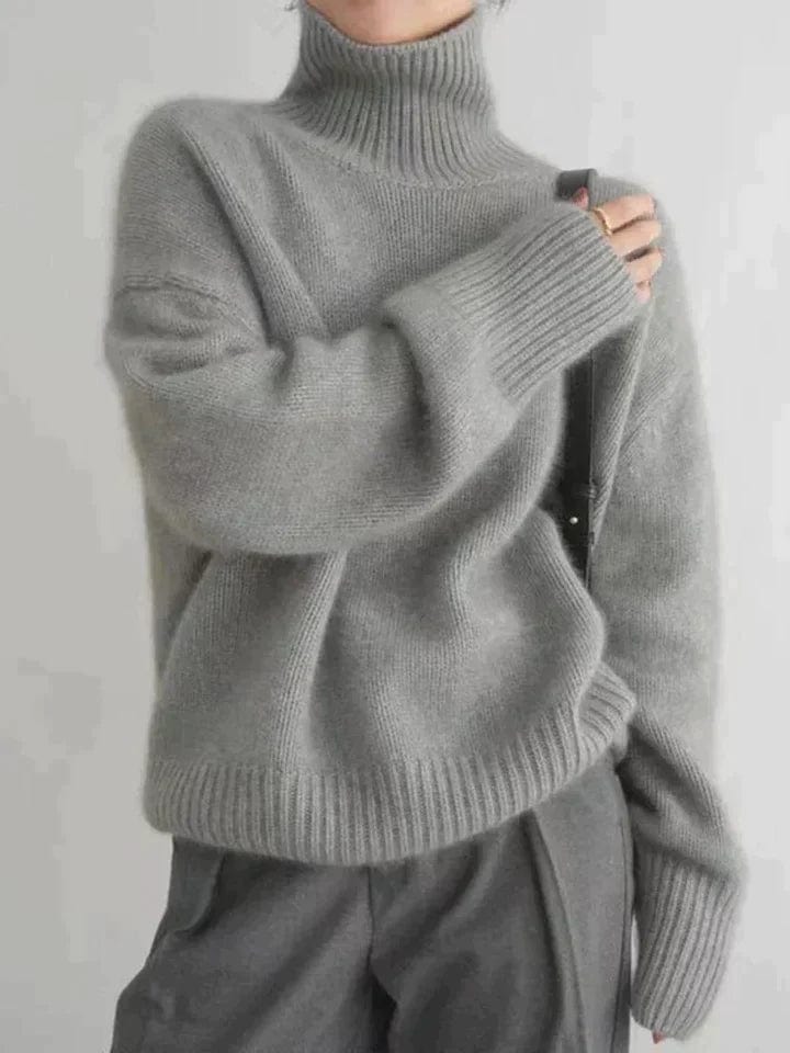 Primadon Pullover Grau / S Eleganter Rollkragenpullover für Damen aus feiner Wolle warm vielseitig