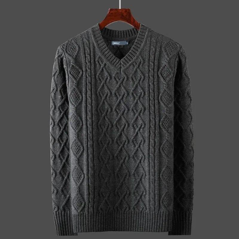Primadon Pullover Grau / S Emil | Eleganter Kaschmir Pullover für Herren V-Ausschnitt