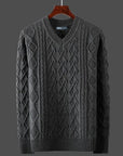 Primadon Pullover Grau / S Emil | Eleganter Kaschmir Pullover für Herren V-Ausschnitt