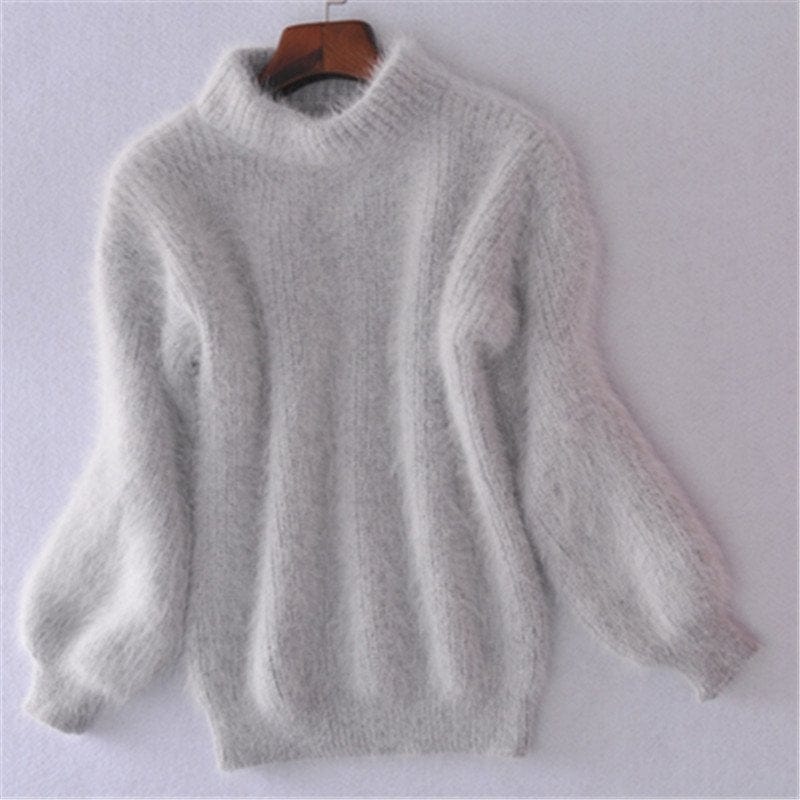 Primadon Pullover Grau / XS Eleganter Rollkragenpullover für Damen aus Mohair warm kuschelig Winter