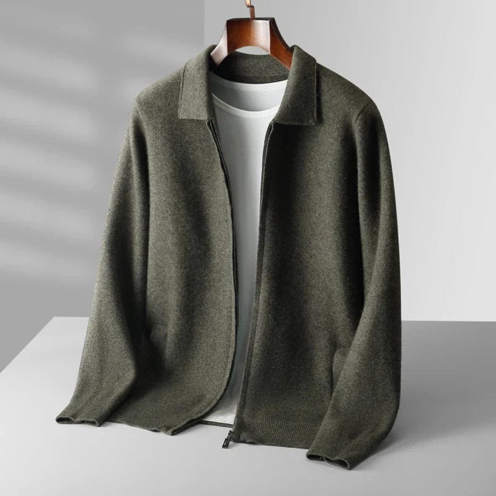 Primadon Pullover Grün / S Elegante Strickweste für Herren normaler Schnitt atmungsaktiv mit Reißverschluss und Taschen