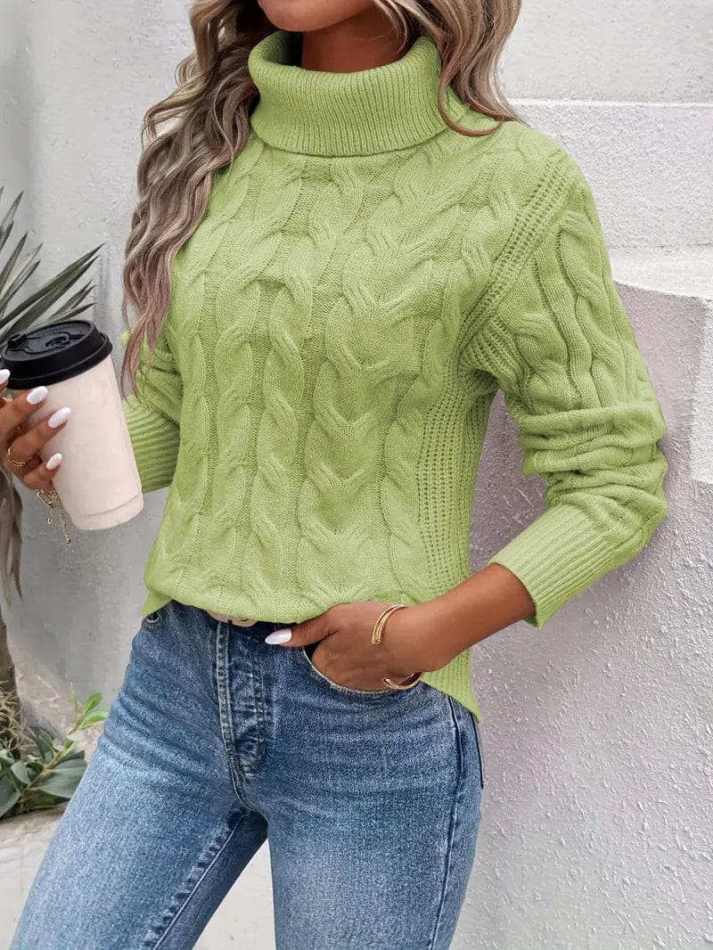 Primadon Pullover Grün / XS Mila | Eleganter Rollkragenpullover für Damen Baumwolle