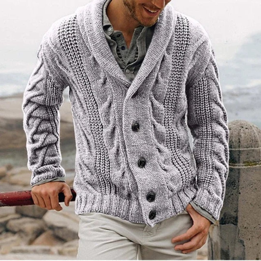 Primadon Pullover Hellgrau / S Max | Elegante Strickjacke für Herren Winter atmungsaktiv