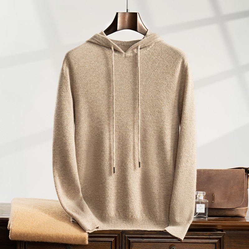 Primadon Pullover & Hoodies Beige / XS Aurelio | Eleganter Herren Hoodie aus Cashmere leicht