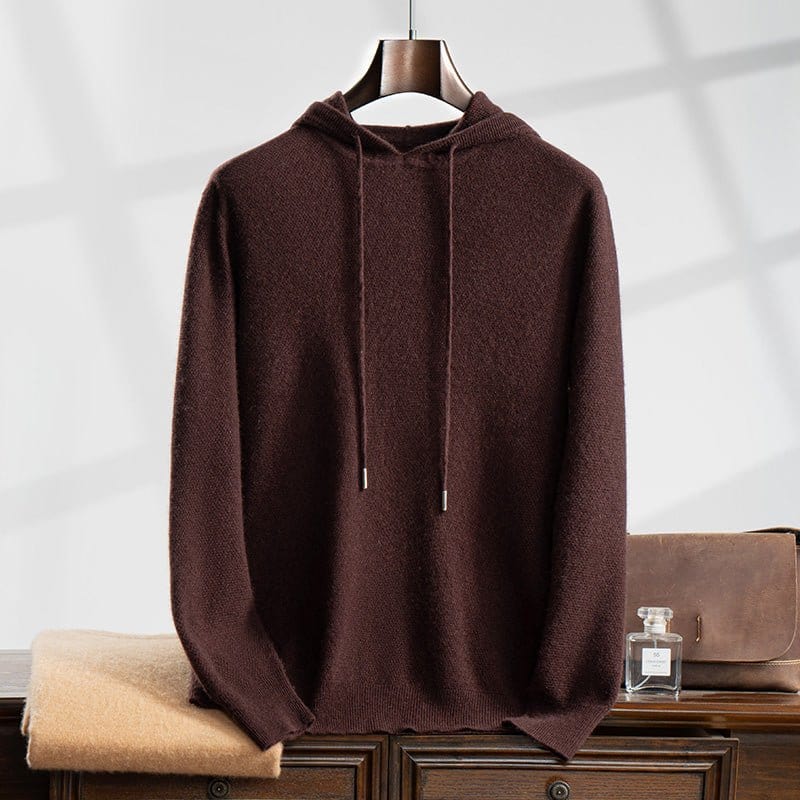Primadon Pullover & Hoodies Dunkelbraun / XS Aurelio | Eleganter Herren Hoodie aus Cashmere leicht