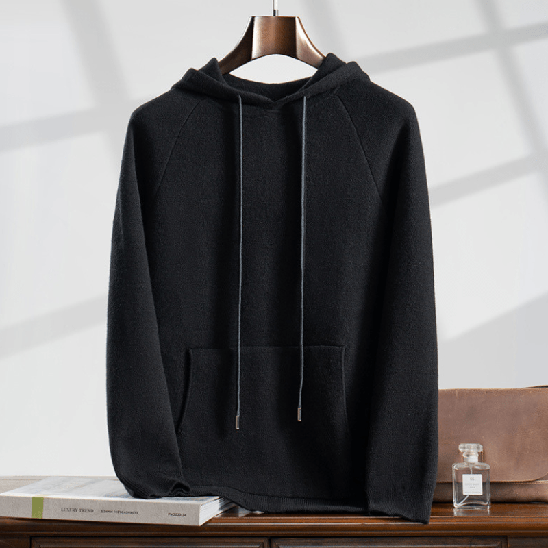 Primadon Pullover & Hoodies Schwarz / XS Hannes | Eleganter Cashmere-Merino-Hoodie für Herren