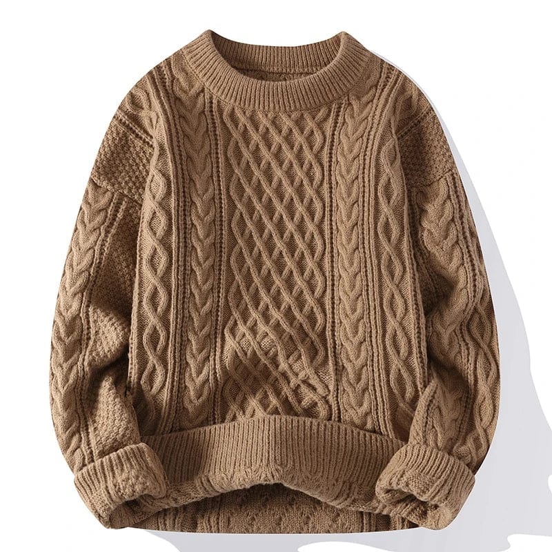 Primadon Pullover Khaki / S Yves | Eleganter Herrenpullover aus Baumwolle oversized