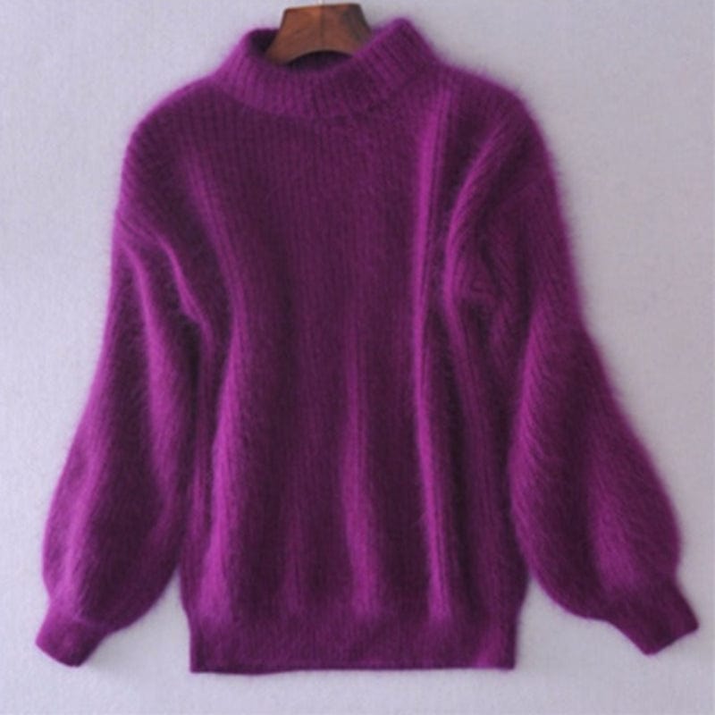 Primadon Pullover Lila / XS Eleganter Rollkragenpullover für Damen aus Mohair warm kuschelig Winter