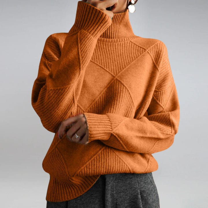 Primadon Pullover Orange / S Eleganter Rollkragenpullover für Damen aus Kaschmirmix ganzjährig warm