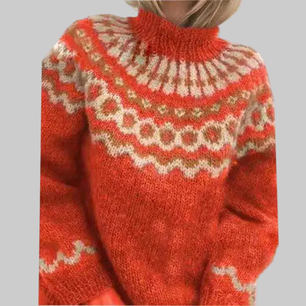 Primadon Pullover Rot / S Elaira | Eleganter Strickpullover für Damen Baumwolle langarm