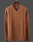 Primadon Pullover Rotbraun / S Emil | Eleganter Kaschmir Pullover für Herren V-Ausschnitt