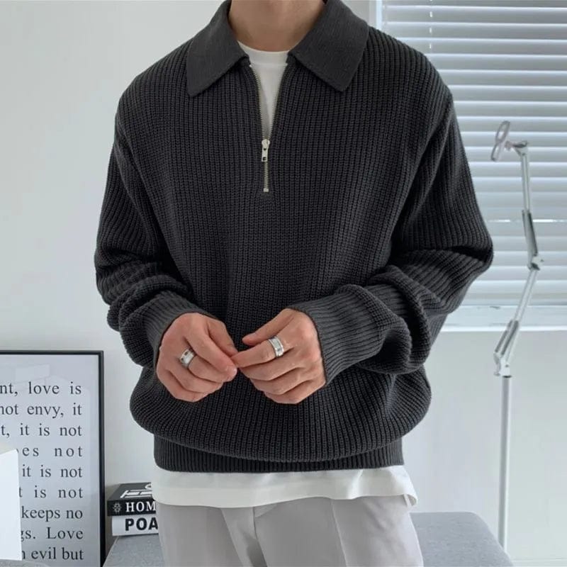 Primadon Pullover Schwarz / S Alvaro | Eleganter Jacquard-Pullover für Herren langarm