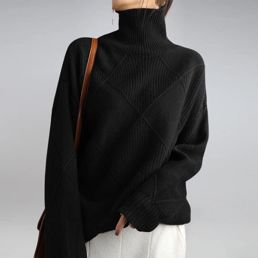 Primadon Pullover Schwarz / S Eleganter Rollkragenpullover für Damen aus Kaschmirmix ganzjährig warm