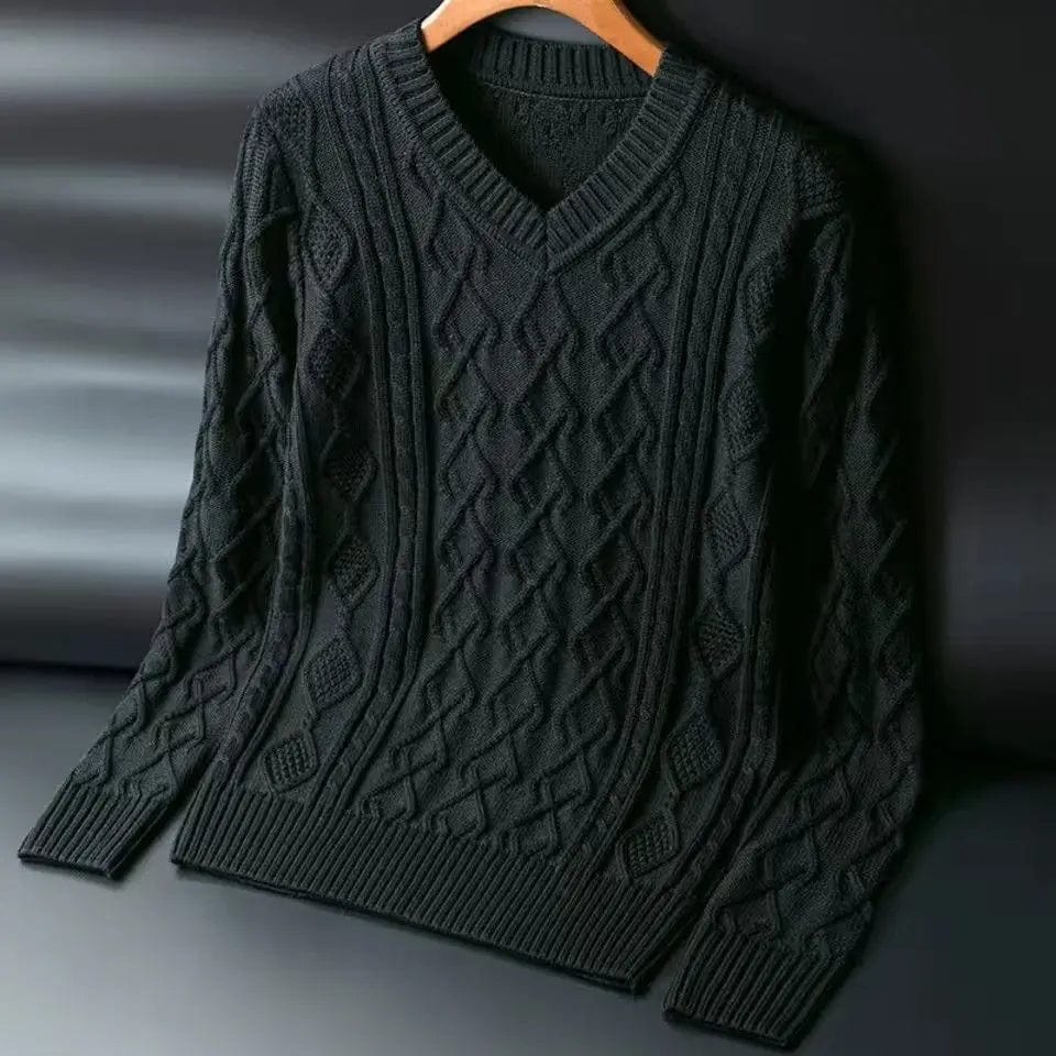 Primadon Pullover Schwarz / S Emil | Eleganter Kaschmir Pullover für Herren V-Ausschnitt