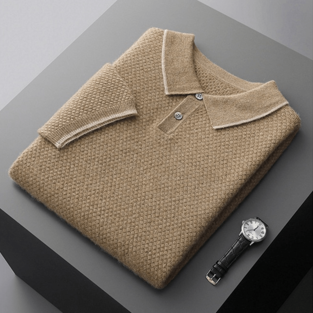 Primadon Pullover Sergio | Elegantes Cashmere-Polo für Herren leicht