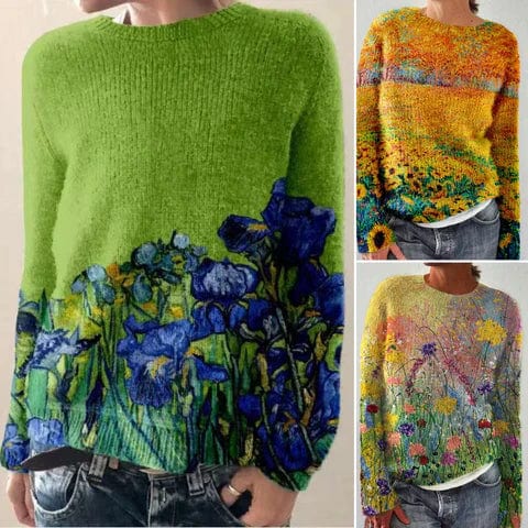 Primadon Pullover Sofia | Eleganter Damenpullover aus Baumwolle mit Blumendruck