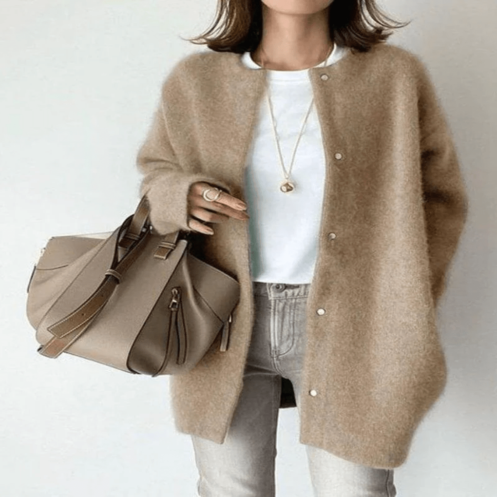 Primadon Pullover & Strickjacken Beige / Einheitsgröße Weicher Strickcardigan für Damen offen vielseitig ideal für Übergangszeiten