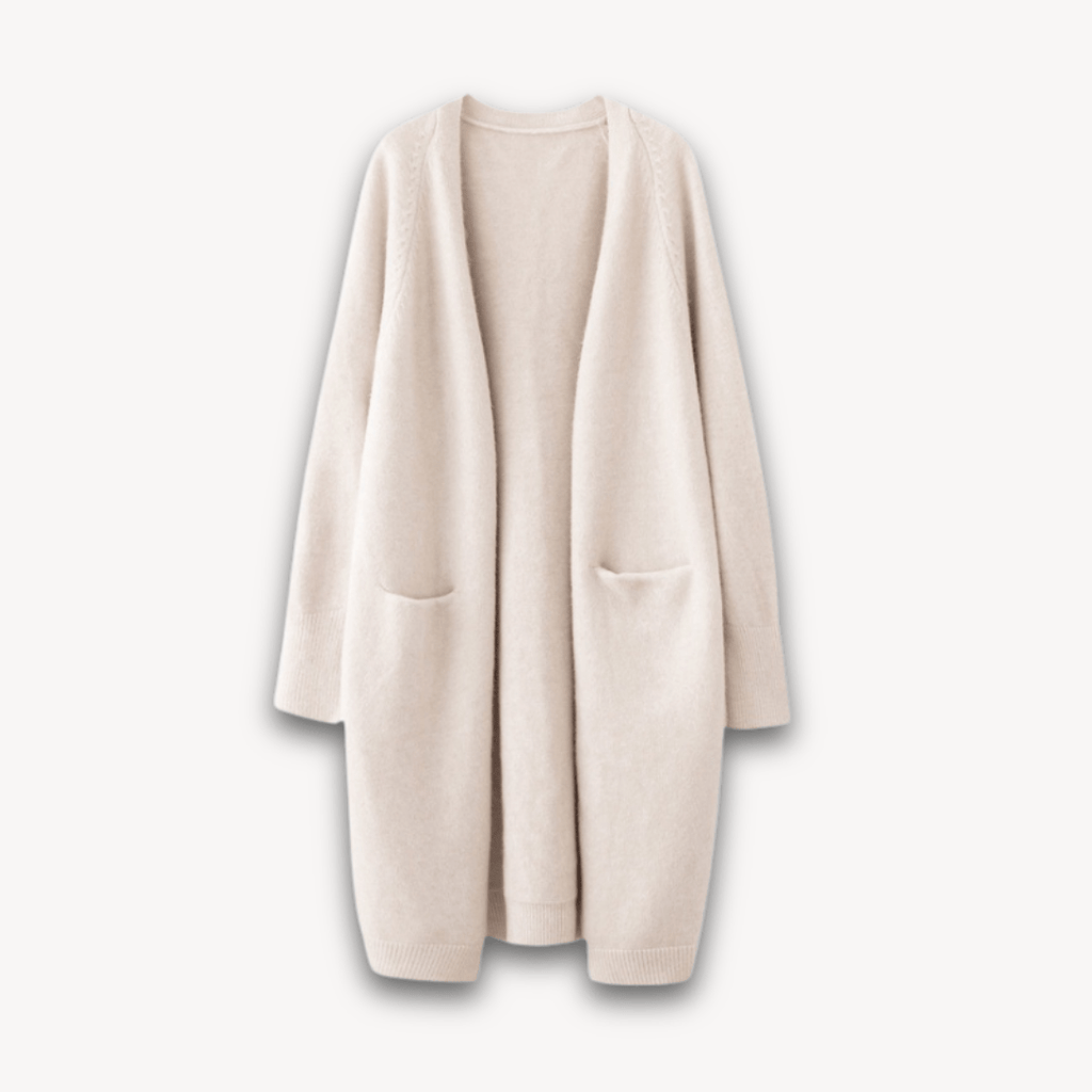Primadon Pullover & Strickjacken Beige / S Clara | Elegante Strickjacke Damen lang aus weichem Strick