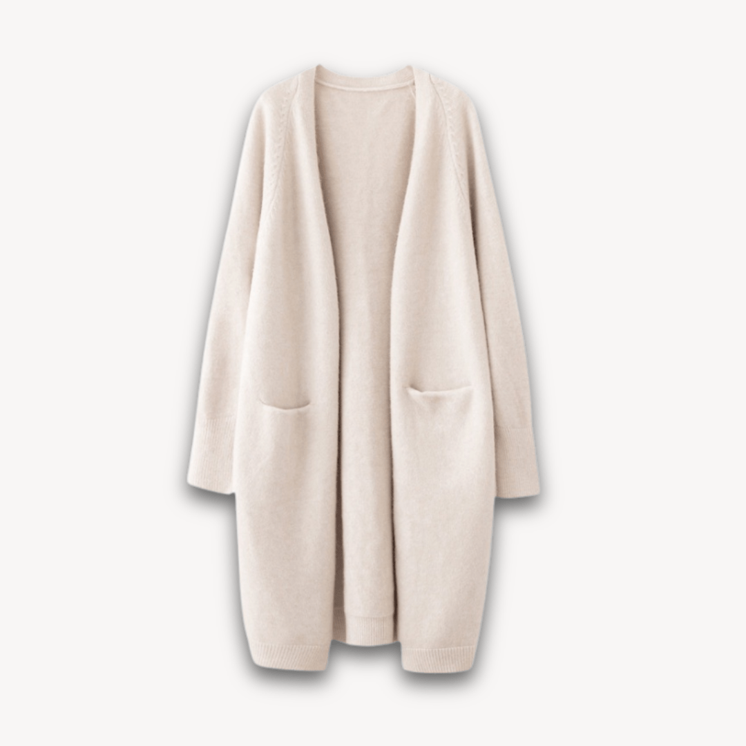 Primadon Pullover & Strickjacken Beige / S Clara | Elegante Strickjacke Damen lang aus weichem Strick