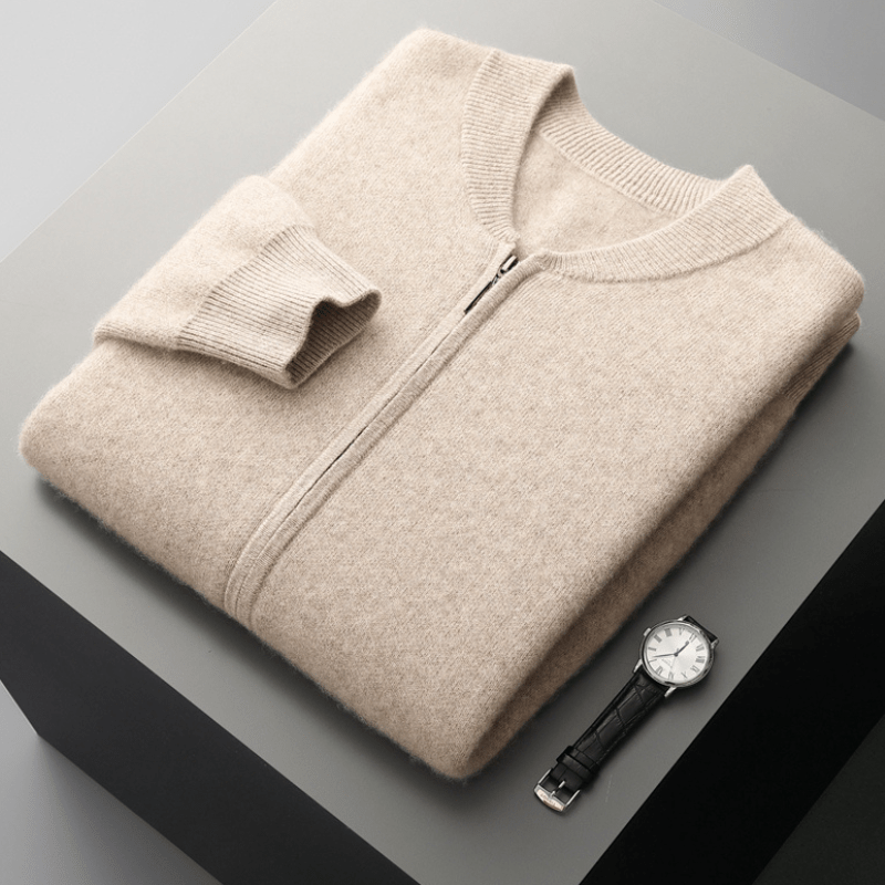 Primadon Pullover & Strickjacken Beige / XS Fairmont | Eleganter Wollzipper für Herren leicht
