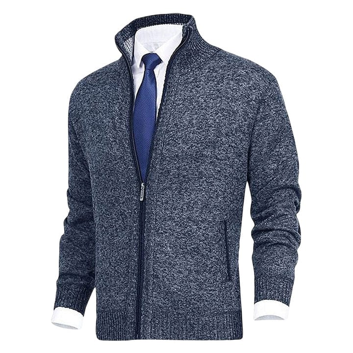 Primadon Pullover & Strickjacken Blau / S Lässiger Strickcardigan für Herren mit Reißverschluss und Taschen aus Baumwollmischung Herbst