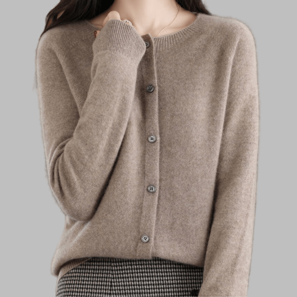 Primadon Pullover & Strickjacken Braun / S Eleganter Cardigan für Damen aus Merinowolle und Kaschmir Herbst Winter