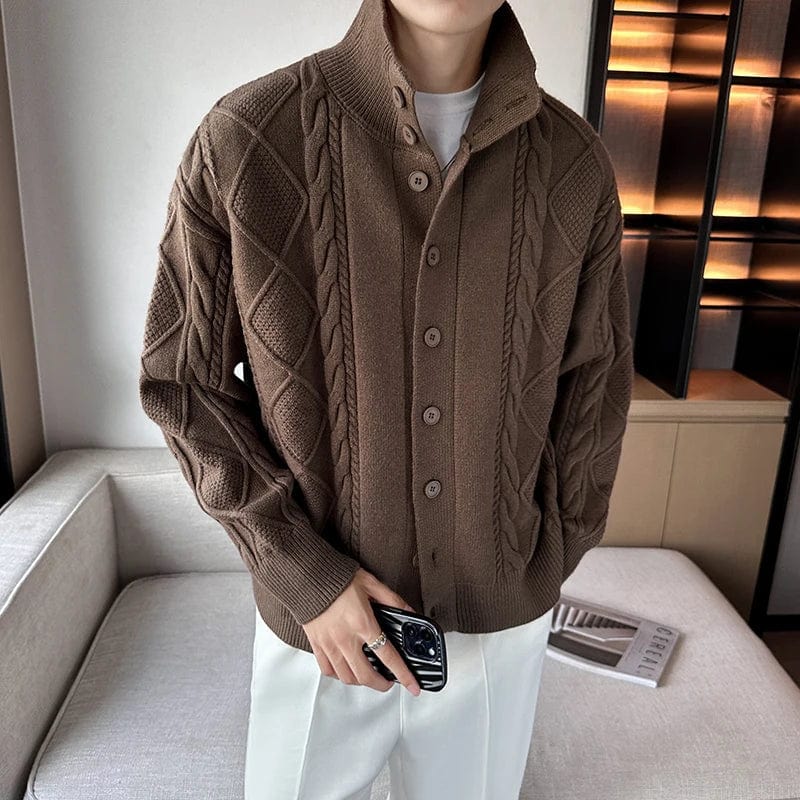 Primadon Pullover & Strickjacken Braun / S Valentin | Eleganter Strickcardigan für Herren Winter