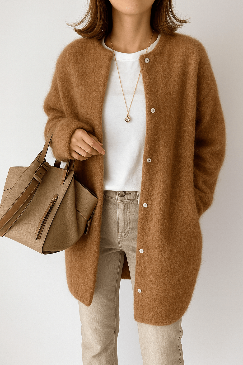 Primadon Pullover & Strickjacken Braun / XS Clara | Elegante Strickjacke für Damen Oversize Herbst