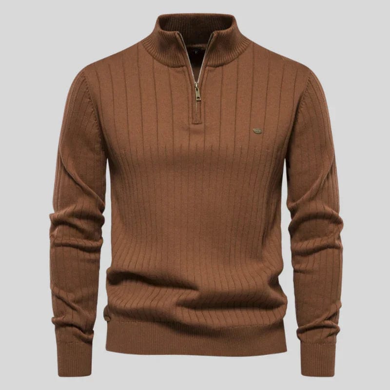Primadon Pullover & Strickjacken Braun / XS Philipp | Eleganter Herrenpullover mit Reißverschluss Winter