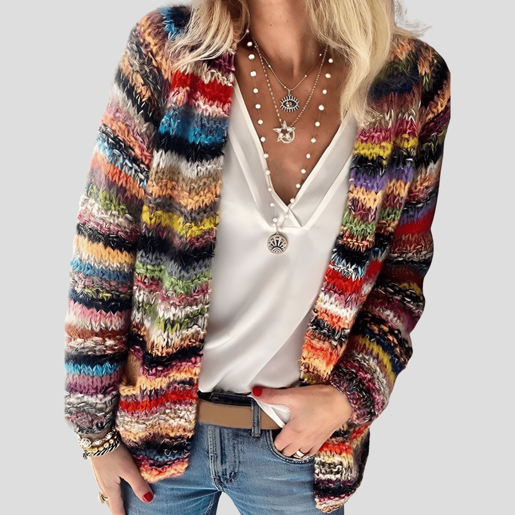 Primadon Pullover & Strickjacken Bunt / S Elegante Strickjacke für Damen leicht bunt Frühling vielseitig