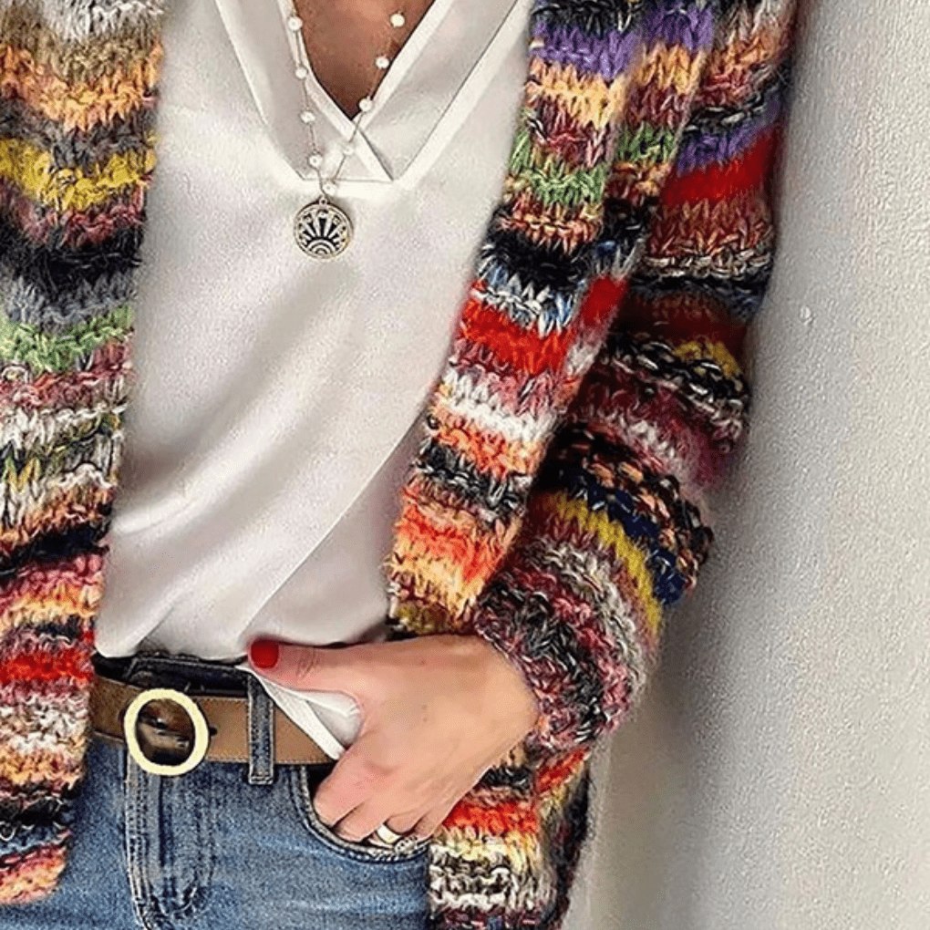 Primadon Pullover & Strickjacken Clara | Lässige Strickjacke für Damen langarm mit Streifen