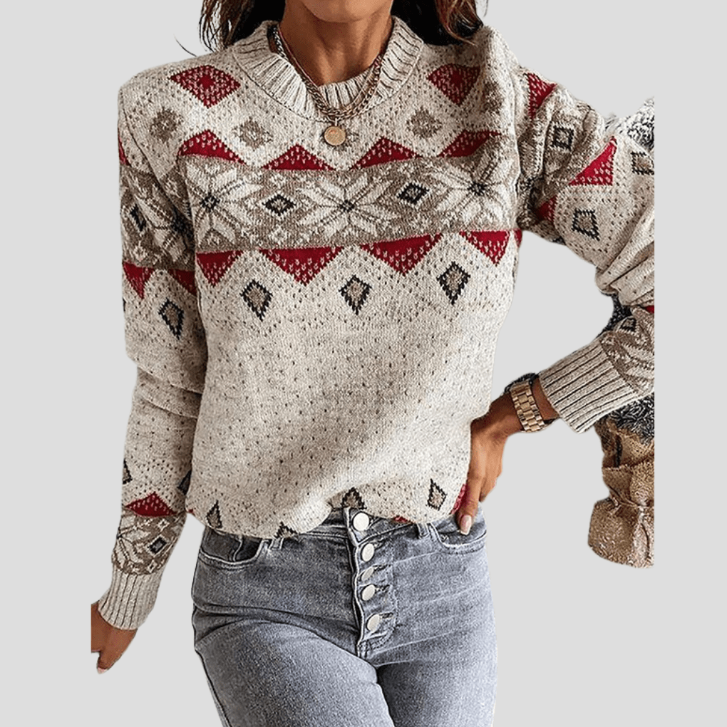 Primadon Pullover & Strickjacken Clara | Lässiger Damenpullover mit Geometrischem Print