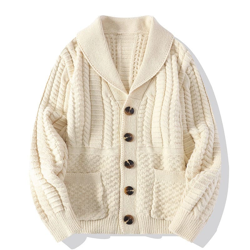 Primadon Pullover & Strickjacken Creme / XS David | Eleganter Strickcardigan für Herren warm