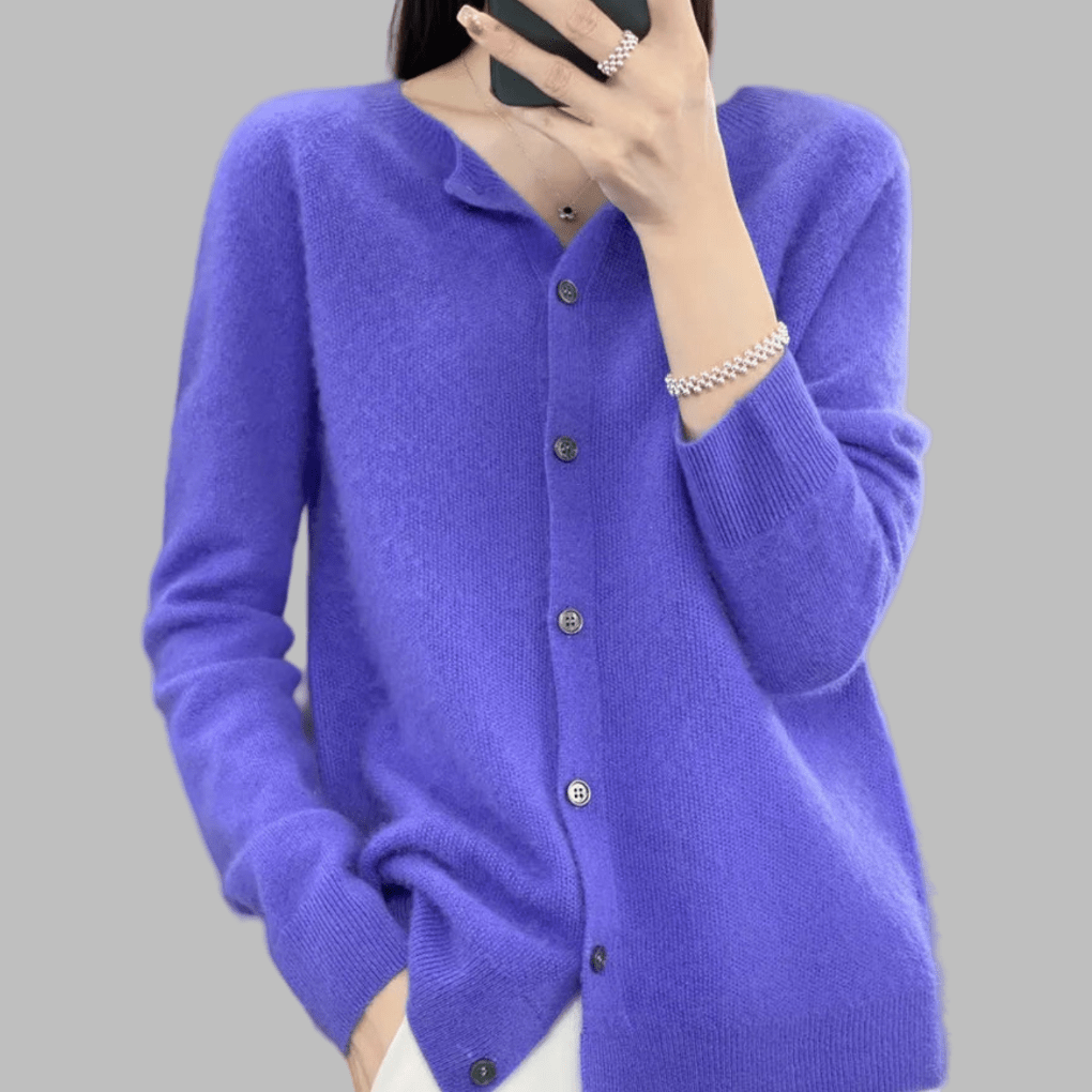 Primadon Pullover & Strickjacken Dunkelblau / S Eleganter Cardigan für Damen aus Merinowolle und Kaschmir Herbst Winter