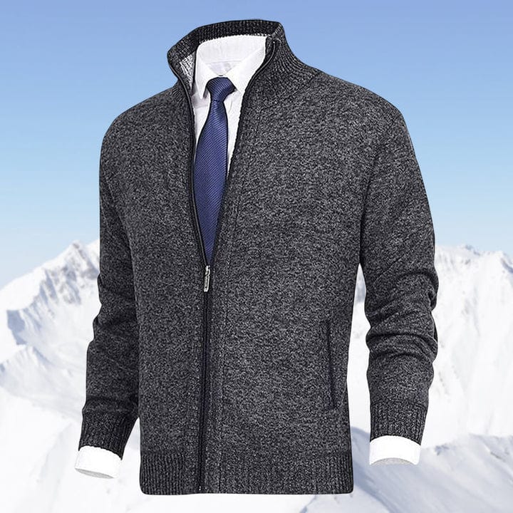 Primadon Pullover & Strickjacken Dunkelgrau / S Lässiger Strickcardigan für Herren mit Reißverschluss und Taschen aus Baumwollmischung Herbst