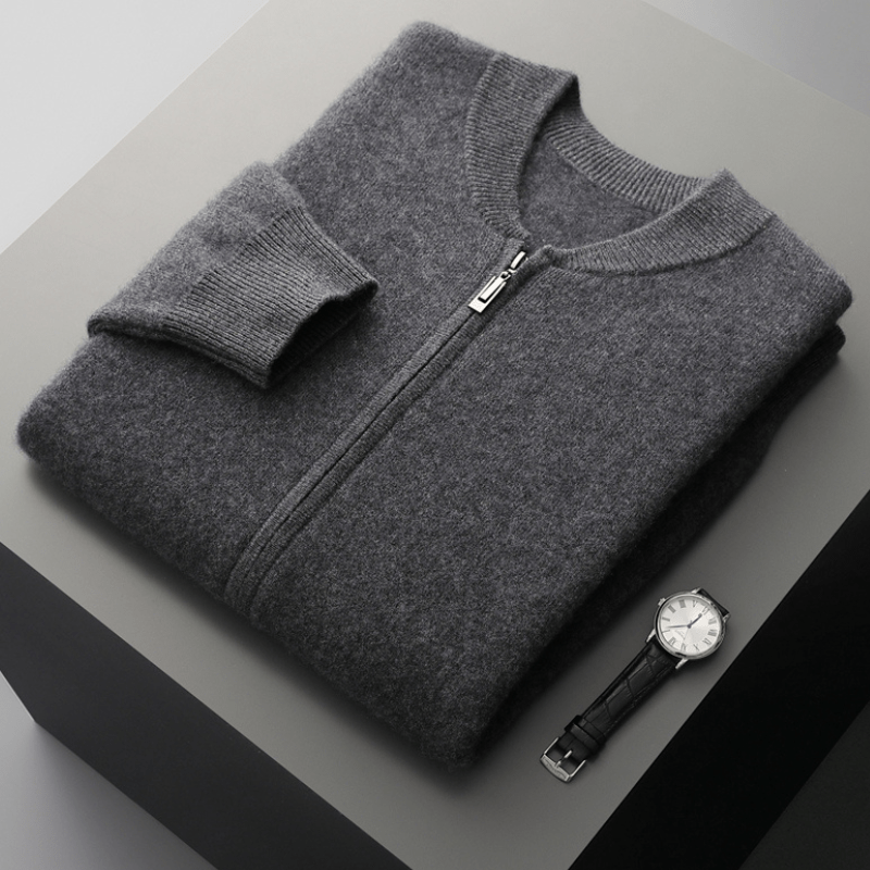 Primadon Pullover & Strickjacken Dunkelgrau / XS Fairmont | Eleganter Wollzipper für Herren leicht