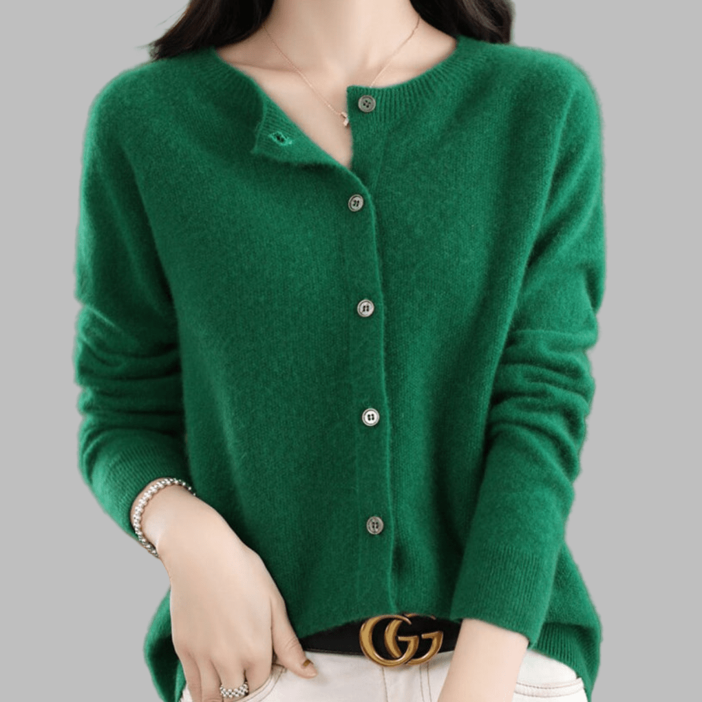 Primadon Pullover & Strickjacken Dunkelgrün / S Eleganter Cardigan für Damen aus Merinowolle und Kaschmir Herbst Winter