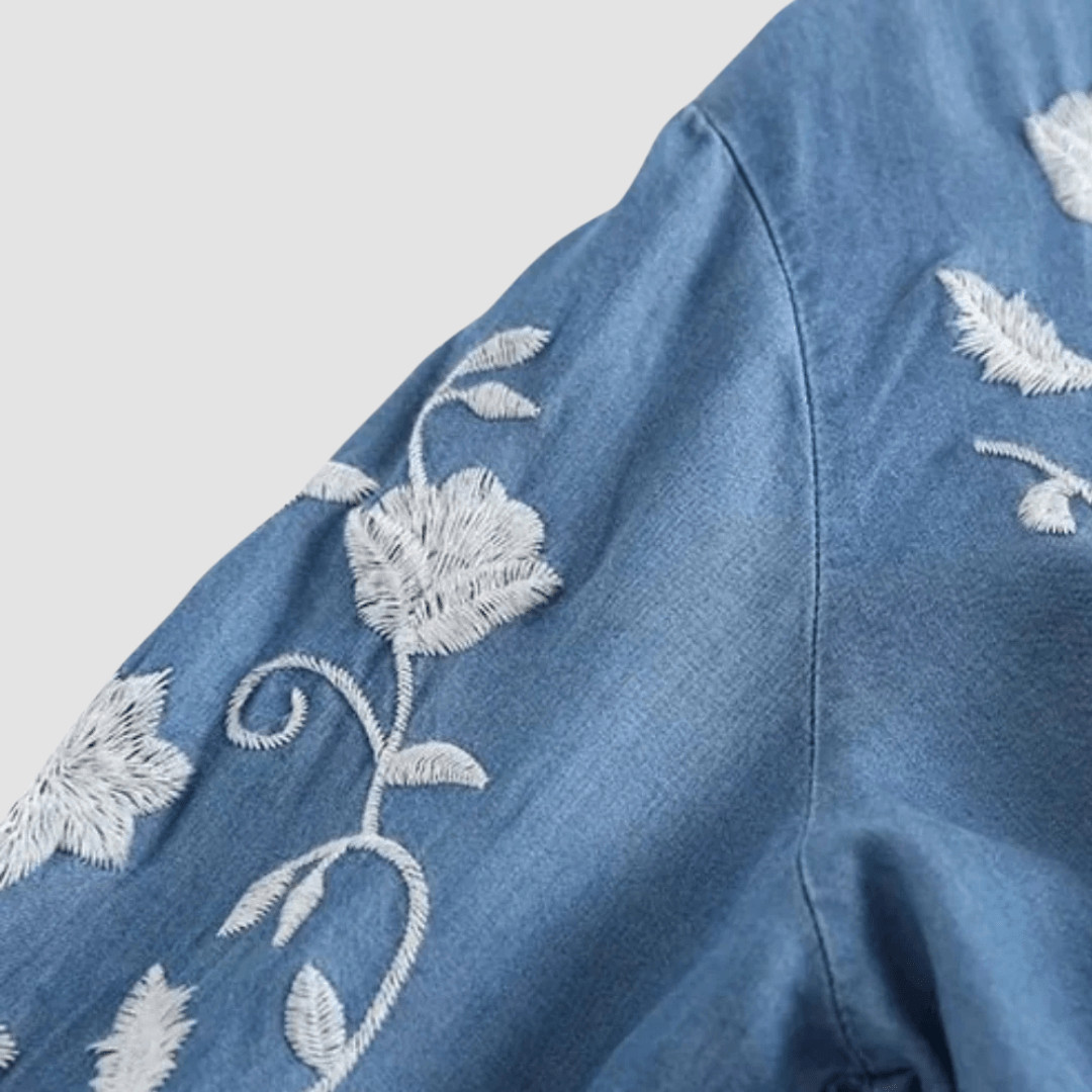 Primadon Pullover & Strickjacken Eleganter Cardigan für Damen mit Blumenstickerei Baumwollmischung Bohemian Stil
