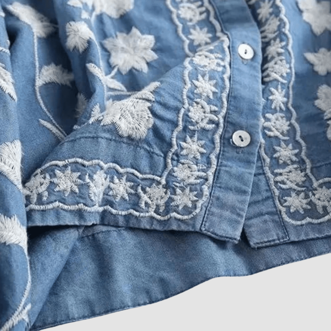 Primadon Pullover & Strickjacken Eleganter Cardigan für Damen mit Blumenstickerei Baumwollmischung Bohemian Stil
