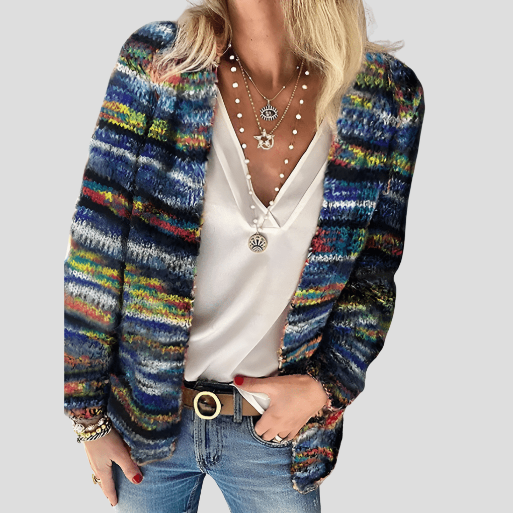 Primadon Pullover & Strickjacken Farbkombination / S Elegante Strickjacke für Damen leicht bunt Frühling vielseitig
