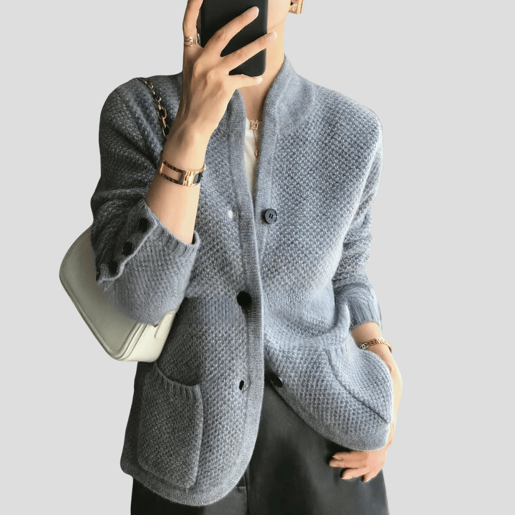 Primadon Pullover & Strickjacken Grau / Einheitsgröße Clara | Eleganter Kaschmir-Cardigan für Damen schmal