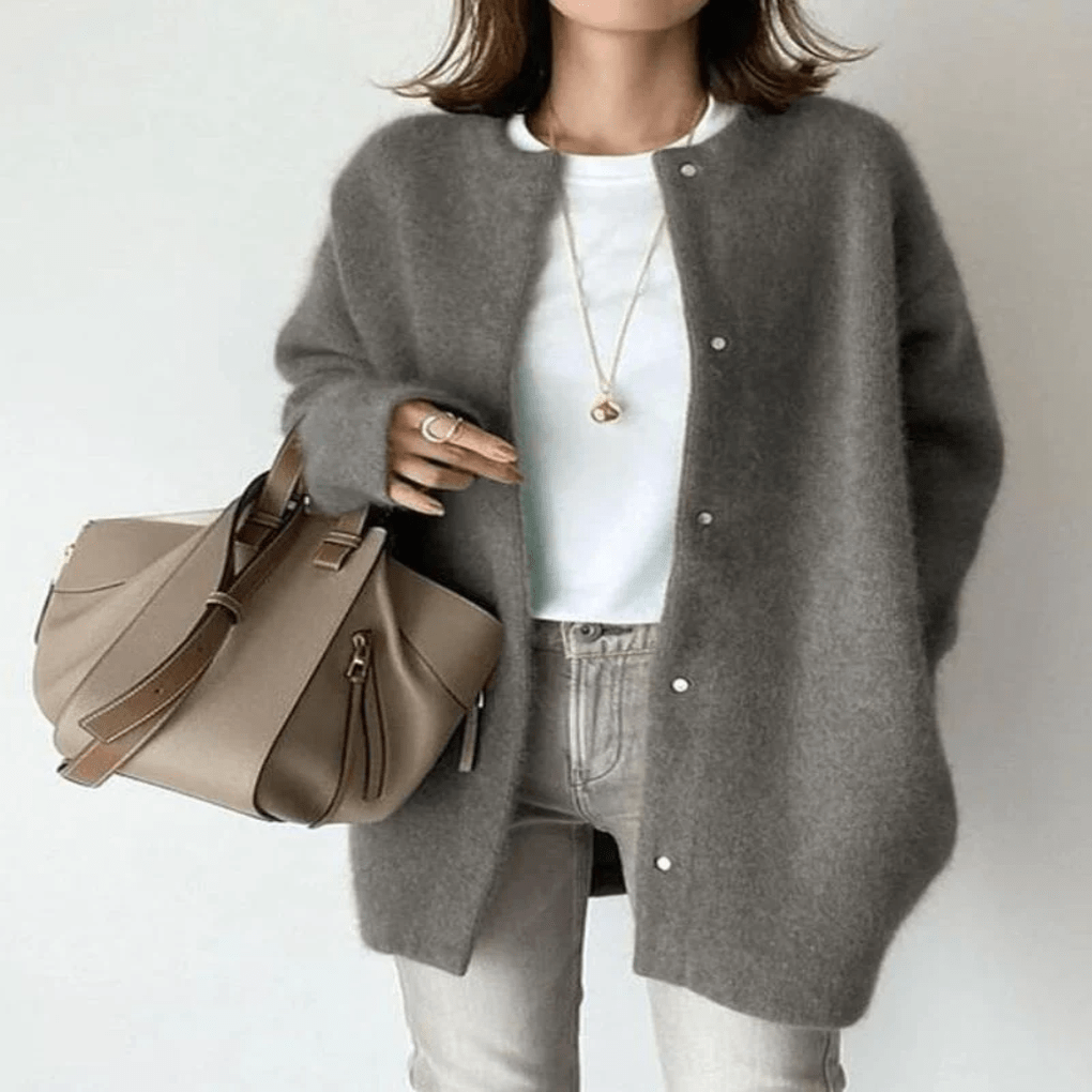 Primadon Pullover & Strickjacken Grau / Einheitsgröße Weicher Strickcardigan für Damen offen vielseitig ideal für Übergangszeiten
