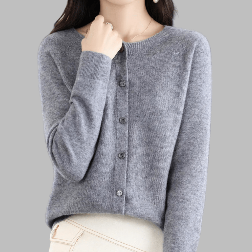 Primadon Pullover & Strickjacken Grau / S Eleganter Cardigan für Damen aus Merinowolle und Kaschmir Herbst Winter