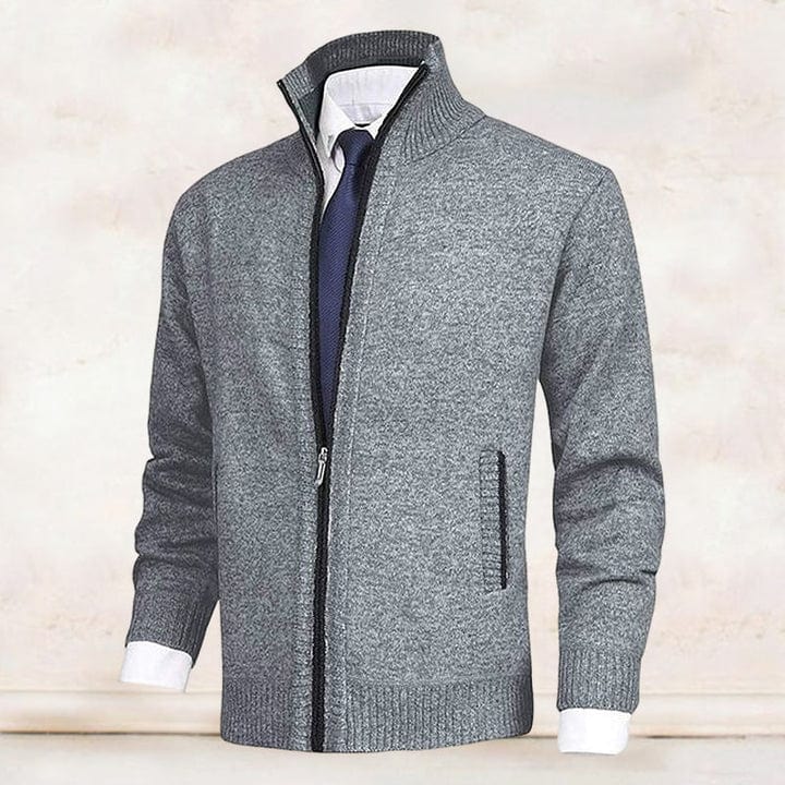 Primadon Pullover & Strickjacken Grau / S Lässiger Strickcardigan für Herren mit Reißverschluss und Taschen aus Baumwollmischung Herbst