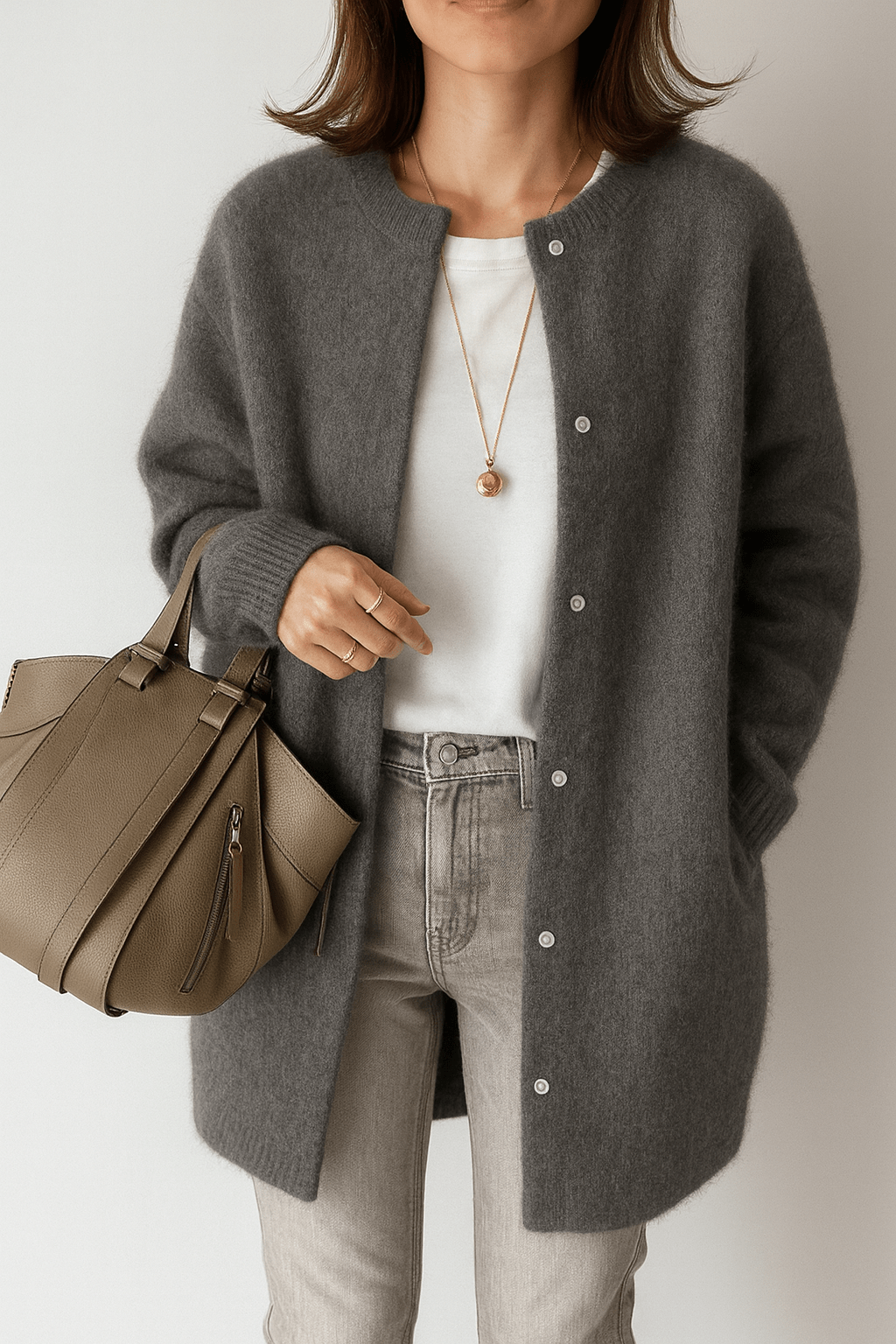 Primadon Pullover & Strickjacken Grau / XS Clara | Elegante Strickjacke für Damen Oversize Herbst