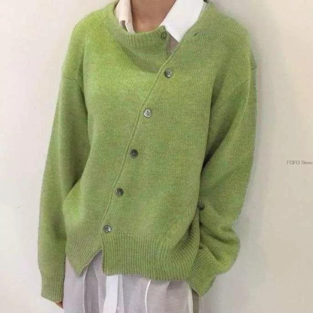 Primadon Pullover & Strickjacken Grün / XS Lisa | Elegante Kaschmirjacke für Damen mit Knopfdetails
