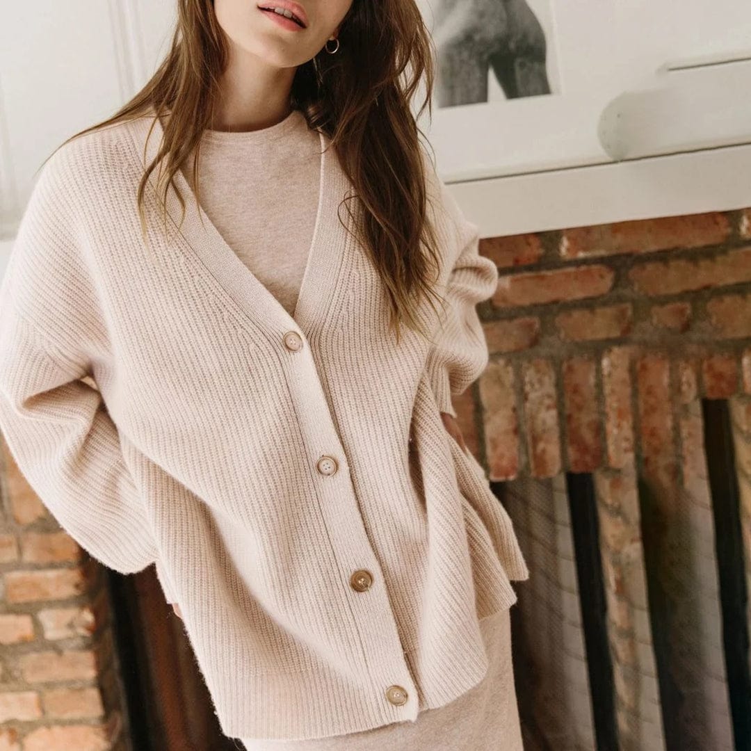 Primadon Pullover & Strickjacken Haferflocken / XS Emilie Damen Strickjacke | Übergröße, Ultra-weiches Material