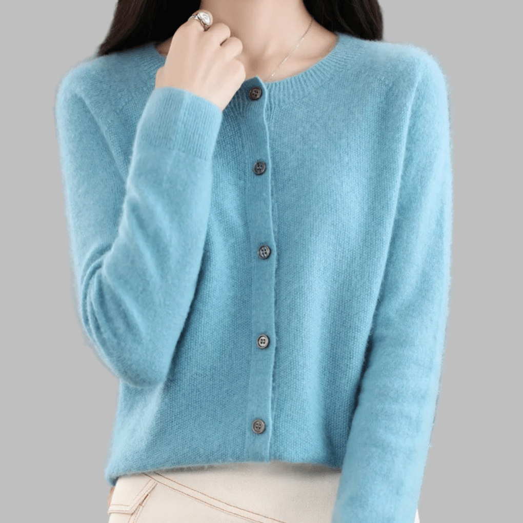 Primadon Pullover & Strickjacken Hellblau / S Eleganter Cardigan für Damen aus Merinowolle und Kaschmir Herbst Winter