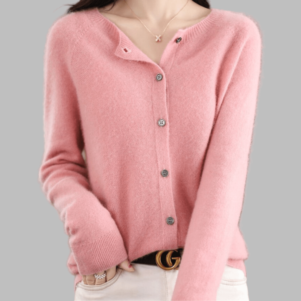 Primadon Pullover & Strickjacken Hellrosa / S Eleganter Cardigan für Damen aus Merinowolle und Kaschmir Herbst Winter