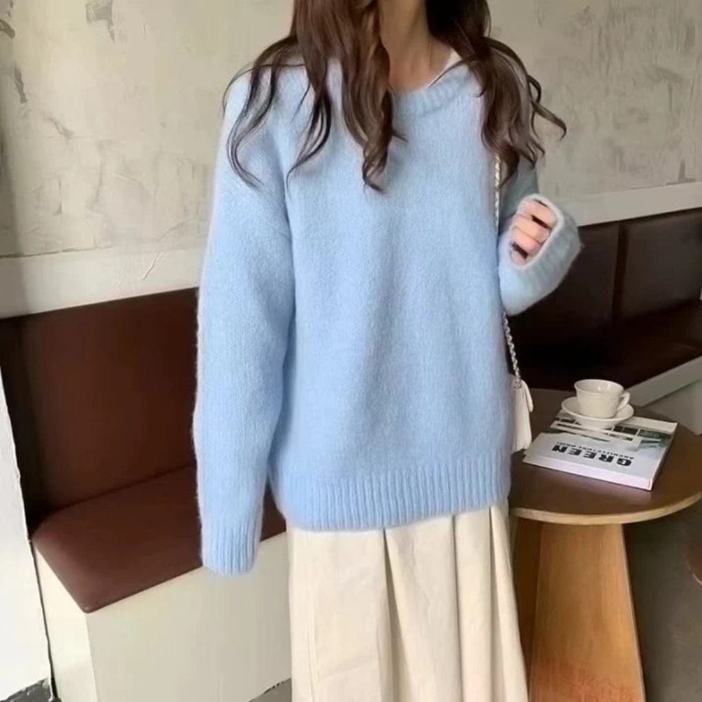Primadon Pullover & Strickjacken Himmelblau-a / Einheitsgröße Clara | Lässiger Oversize-Pullover für Damen Warm Winter
